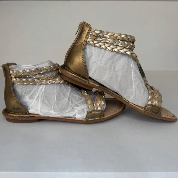 b.o.c. Born O. Concept Womens Braided Flats-Sandals-Shoes Gold Tan Gladiator Sz7 - Picture 3 of 10